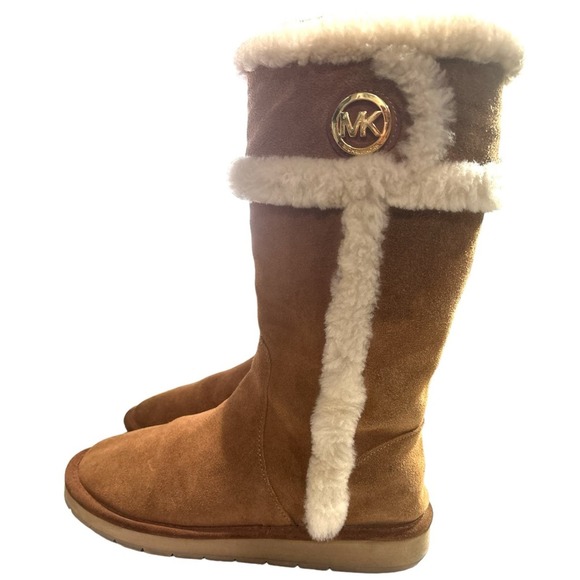 MICHAEL KORS Women’s Sheep Fur Lined Tall Chestnut Boots Sz 9 - Picture 6 of 10